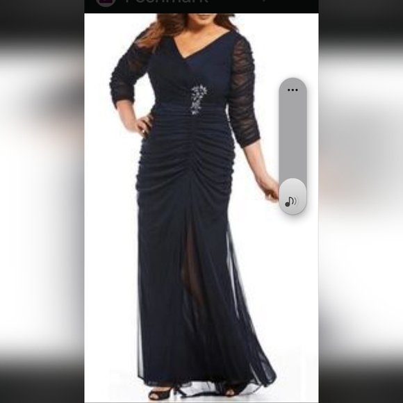 Adrianna Papell Navy Asymmetrical Dress Formal, Wedding. - Picture 1 of 16